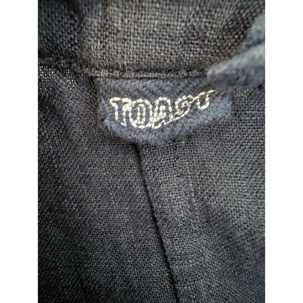 Toast Linen Jumpsuit Size S Navy Side Button Wide Leg Dungarees Delave Pocket - Picture 6 of 8